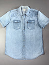 Levi's Distressed Light Wash Short Sleeve Western Denim Shirt – (M)