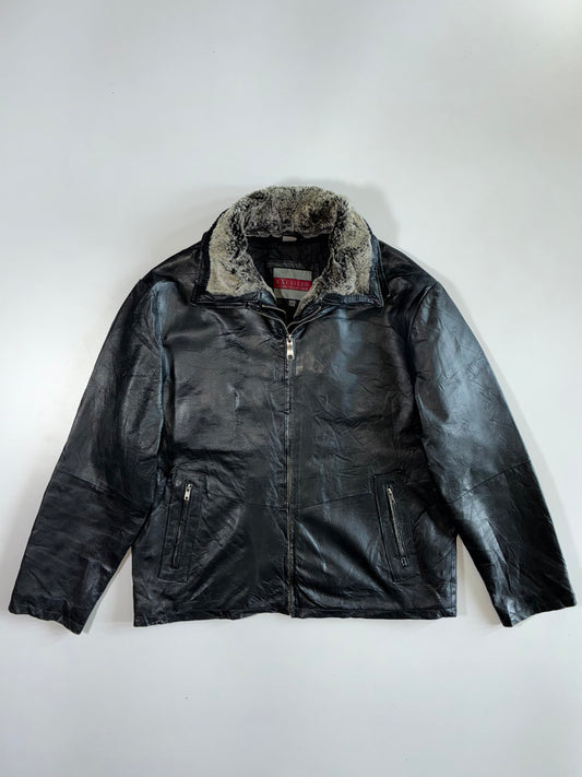 Excelled Premium Original Leather Jacket (DetechableFurr Coller)(XL)