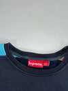 Supreme Navy Colour Block Crewneck Sweatshirt – Sleeve Logo, Made in Canada (M)