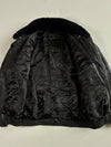 Vintage Mon Lup Black Leather Fur Collar Bomber Jacket (L)