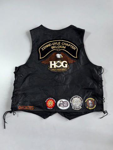 Harley Owners Group Original Leather Biker Vest | Zenne-Dyle Chapter Belgium (XL)