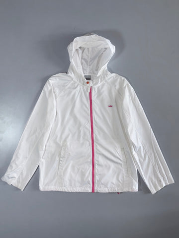 Nike White & Pink Hooded Windbreaker Jacket (S)