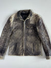 Distressed Diamond-Quilted Leather Shacket (M)