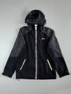 Vintage Reflective Print Full Zip Hooded Windbreaker Jacket Black (M)