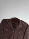 Rebel Spirit Military Zip Jacket with Embroidered Lion – Washed Brown (L)