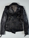 Asymmetric Zip Leather Biker Jacket – Black (Women's) (XS)