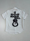 Endeson White Striped Short Sleeve Shirt – Rockstar Silhouette Print (M)