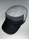Black Yak Wool Military Cadet Cap – Two-Tone Grey, Metal Logo Plate (Adjustable)