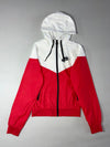 Nike Windrunner Full-Zip Hooded Jacket – Red & White Colorblock (XS)