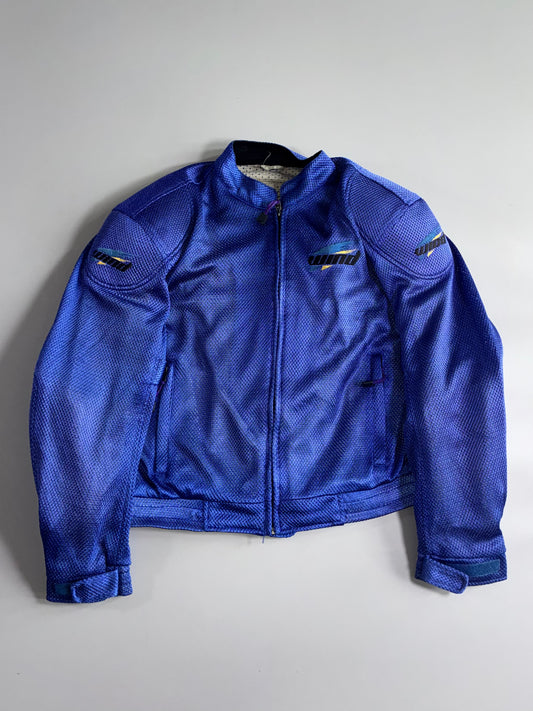 Vintage Blue Mesh Motorcycle Riding Jacket (PADDED) (L/XL)