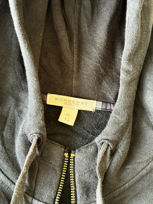 Burberry Original Premium Zip-Up Hoodie Washed Charcoal Navy (XL)