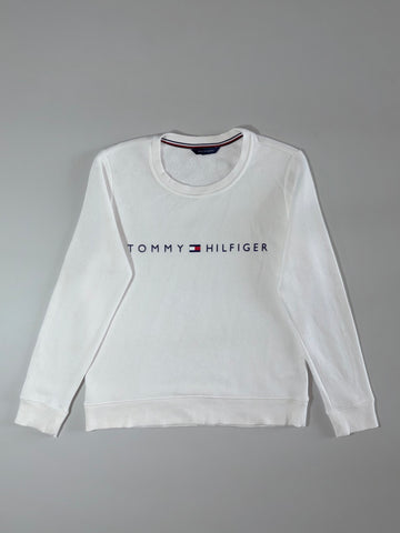 Tommy Hilfiger Embroidered Logo Crewneck Sweatshirt – White, Men’s (S)