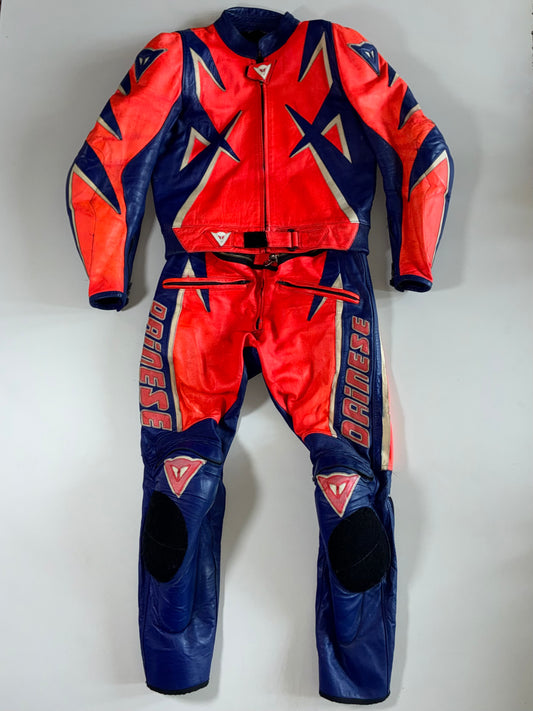 Dainese Red & Blue Star Graphic Racesuit Knee Padded (M) (W:36|L:38)