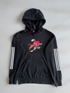 Adidas Black Graphic Print Hoodie with Striped Sleeves (M)