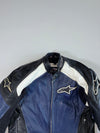 Alpinestars Blue & Black Genuine Leather Moto Racing Jacket Padded (M)