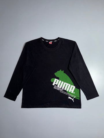Puma Big Logo Long Sleeve Tee – Black/Green, (XL)