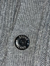 Stone Island Grey Ribbed Knit High Neck Button-Up Cardigan with Compass Badge (L)
