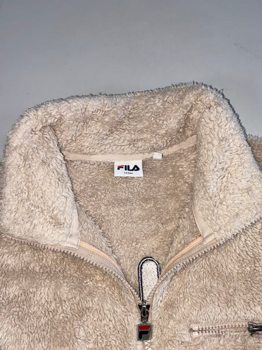 Fila Cream Sherpa Fleece Zip Jacket(M)
