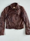 Vintage Bershka Brown Genuine Leather Biker Jacket – Asymmetric Zip  Women’s (XXS)