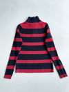 Vintage Tommy Hilfiger Jeans Navy & Red Striped Ribbed Quarter-Zip Sweater – (S)