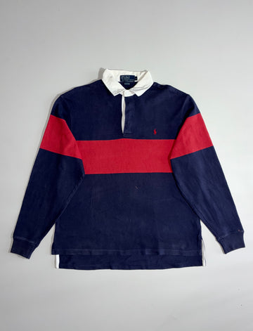 Polo by Ralph Lauren Rugby Shirt – Navy/Red Colorblock, White Collar (XL)