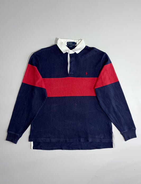 Polo by Ralph Lauren Rugby Shirt – Navy/Red Colorblock, White Collar (XL)