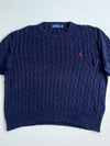 Polo Ralph Lauren Navy Cable Knit Short Sleeve Sweater – (2XL)