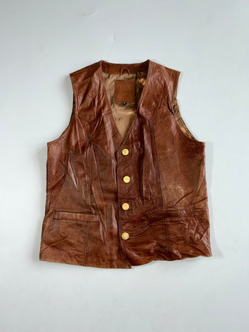 Vintage SH Galina Brown Leather Western Vest (S)