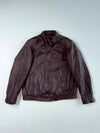 Vintage Burgundy Leather Bomber Jacket (M)