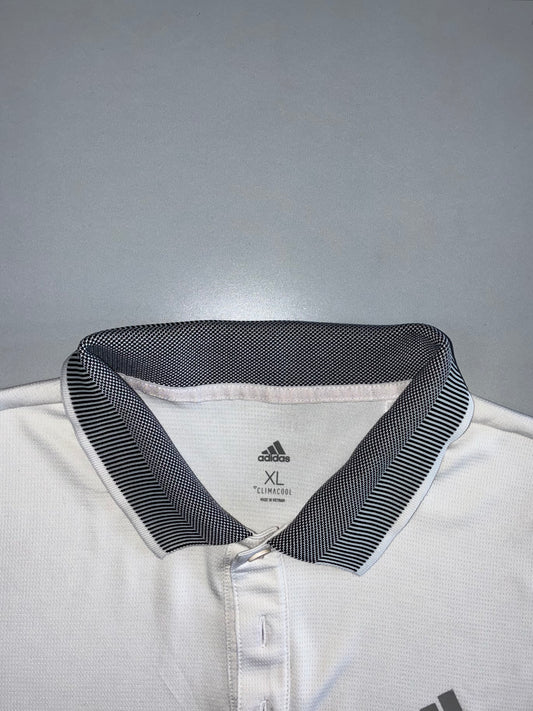 Adidas Club Solid Polo T-Shirt  White with Navy Stripe Tipping (L/XL)