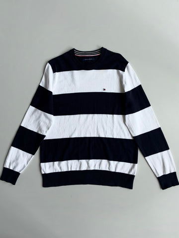 Tommy Hilfiger Striped Crewneck Sweater – Navy/White (M)