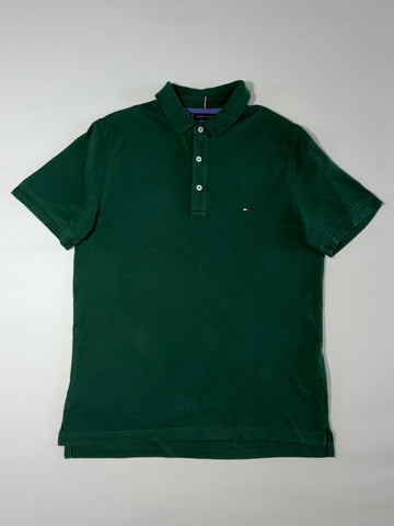 Tommy Hilfiger Flag Logo Pique Polo – Forest Green (L)