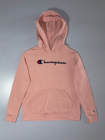 Champion Script Logo Pullover Hoodie – Dusty Pink (M)