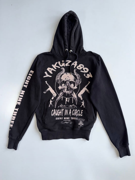 Yakuza893 | Black Caught In A Circle Graphic Hoodie | (S/M)