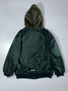 Various Green Satin Bomber Jacket with Faux Fur Hood Reversible (L/XL)