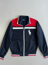 Polo Ralph Lauren Big Pony Embroidered Colorblock Striped Tipped Windbreaker Jacket Navy (M)