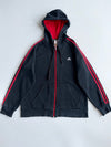 Adidas 3-Stripe Zip Hoodie | Black Red (L)