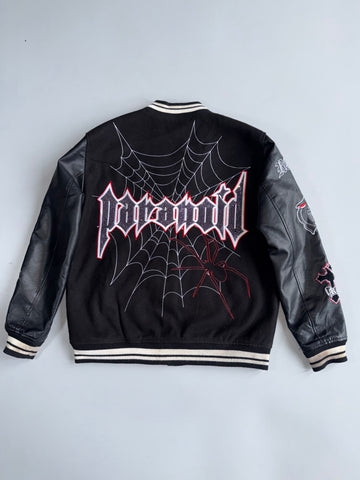 Black Squad Paranoid Society Varsity Jacket Black Squad With Rhinestones (XL)