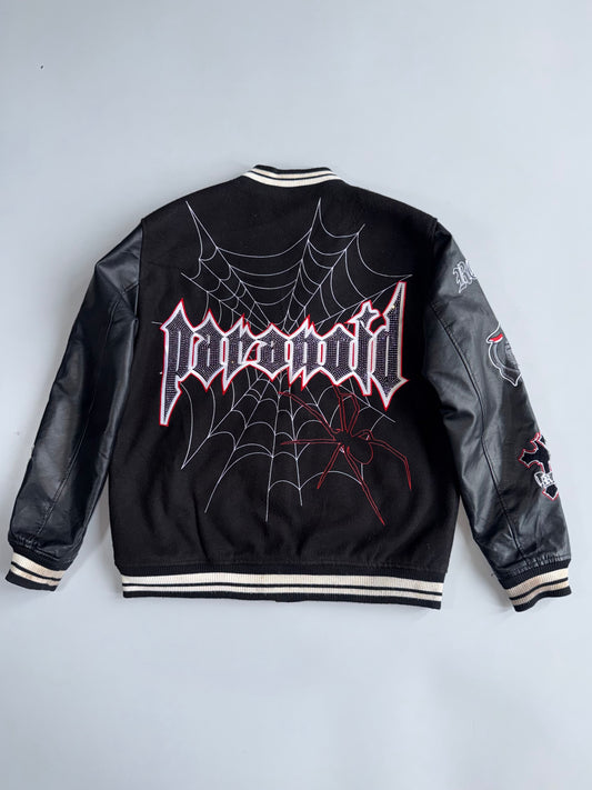 Black Squad Paranoid Society Varsity Jacket Black Squad With Rhinestones (XL)