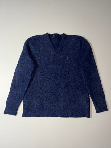 Polo Ralph Lauren Heather Navy V-Neck Knit Sweater (XS)