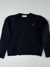 Ami Paris Ami de Coeur Black Crewneck Sweater – Red Heart Logo (XS)
