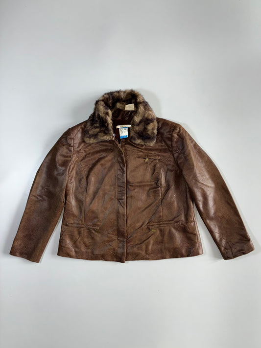 Peter Nygard (Detechable Coller)Premium Original Pure Leather Jacket Womens (M)