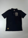 Grace & Fury | Japanese Jizo Embroidered Black Polo | (M)