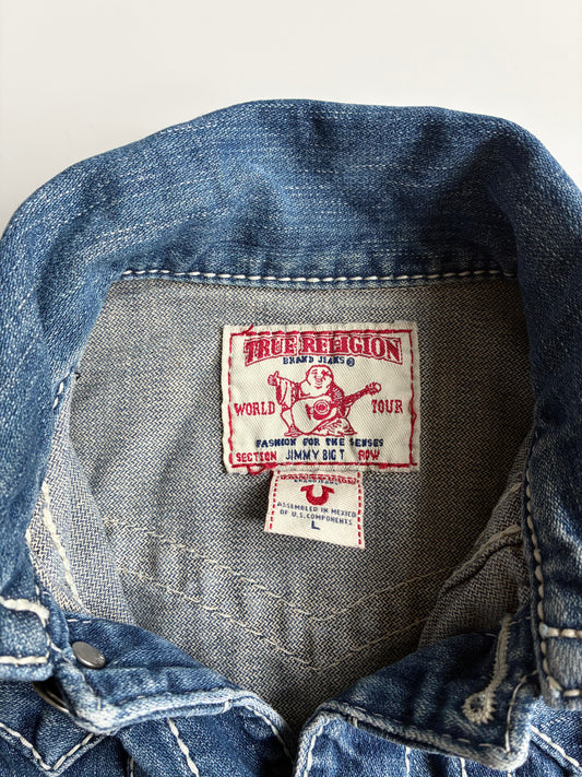 Vintage True Religion Jimmy Big T Denim Vest – Contrast Stitch | (XXS)
