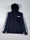 Vintage Puma Black Logo Tape Zip-Up Hoodie (S)