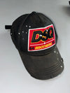 DSQUARED2 “Brothers 64/95” Cap – Distressed Black (Adjustable)
