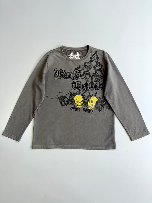 Big Train “Since 1989” Skull Graphic Long Sleeve T-Shirt Washed Charcoal Grey (L/XL)