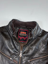 Edwin Vintage Black Faux Leather Multi-Zip Biker Jacket (S)