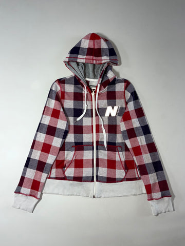 New Balance Buffalo Check Zip-Up Hoodie – Red/Navy Women’s  (S)