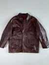 Vintage Burgundy Leather Four-Pocket Field Jacket (2XL)
